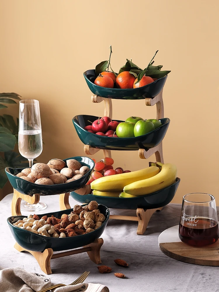 

Домашняя пластиковая трехслойная тарелка для фруктов тарелка для закуски для гостиной, креативная Современная корзина для сухофруктов, та...
