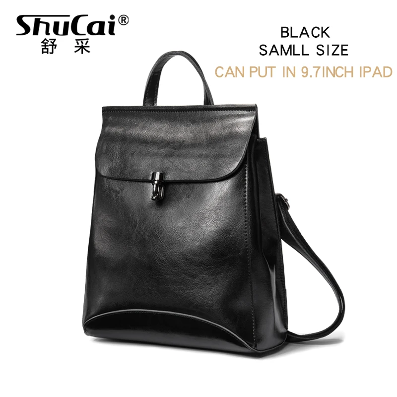 BLACK SMALL Женский кожаный рюкзак с защитой от кражи, женский рюкзак для путешествий, винтажный рюкзак, школьная сумка для девочек-подростков - Цвет: BLACK SMALL