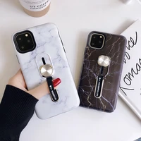 korean style vintage marbling phone case for iphone68pxsxrse202011pro with standring strap and an on board disk adsorption