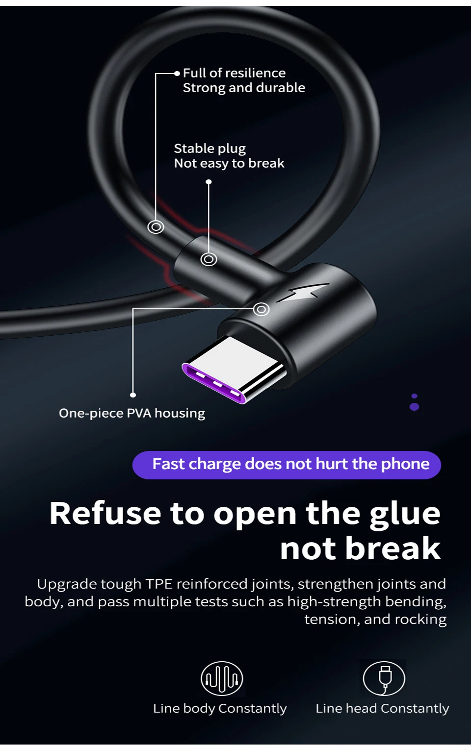 90 Degree Type C USB Cable 3m Super Fast Charge For Samsung Note 10 S10 S9 S8 Huawei P30 P20 Fast Charging Cabo Usb Tipo C Typec
