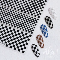 1pc checkerboard nail stickers ultra thin nail art stickers self adhesive decals 5 colors plaid kawaii nail decorations sliders