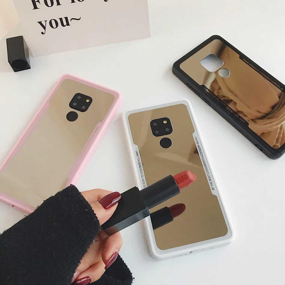 Роскошный зеркальный чехол для телефона Huawei P30 Lite P20 Pro милый с объемными рожками