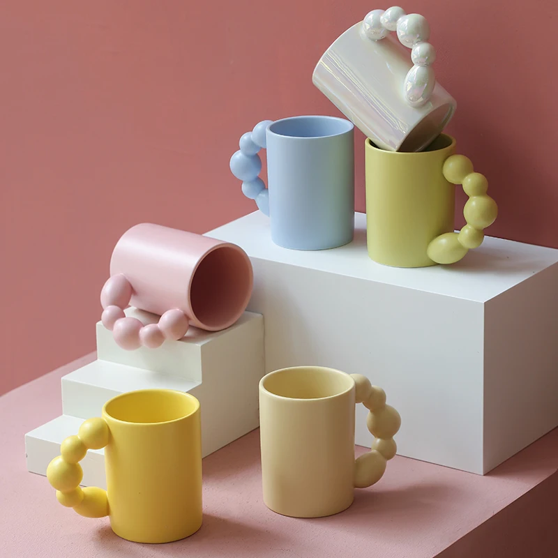 

280ml Personalized Rotationg Ball Handle Mugs Multi Colors Ceramic Coffee Cup Handmade Creative Mug Cup For Milk Tea Water Gifts