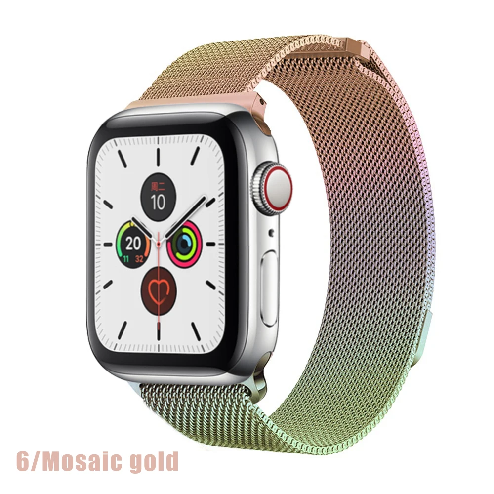 Mosaic gold Миланская петля для apple watch серии 1 2 3 4 5 ремешок для iwatch ремешок из нержавеющей стали магнитная пряжка 38 мм 40 мм 42 мм 44 мм браслет - Цвет ремешка: Mosaic gold
