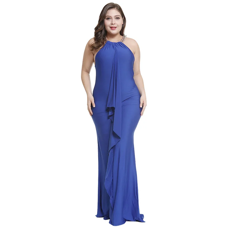 Женское однотонное асимметричное платье в европейском и американском стиле