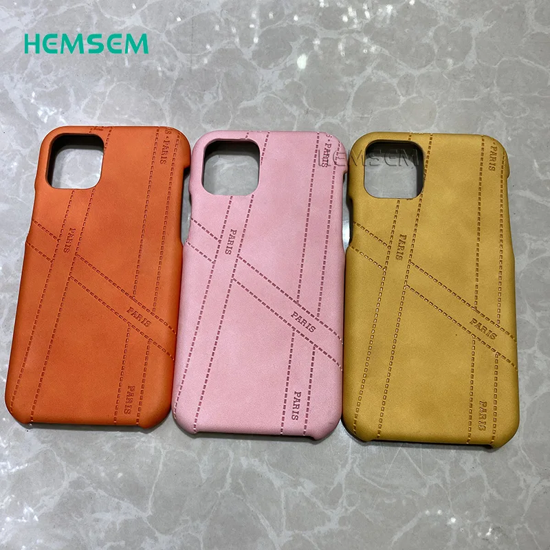 hemsem high quality pu leather case for iphone 13 12 11 pro x max 7 8 plus xr cover france famous brand designer phone accessory free global shipping