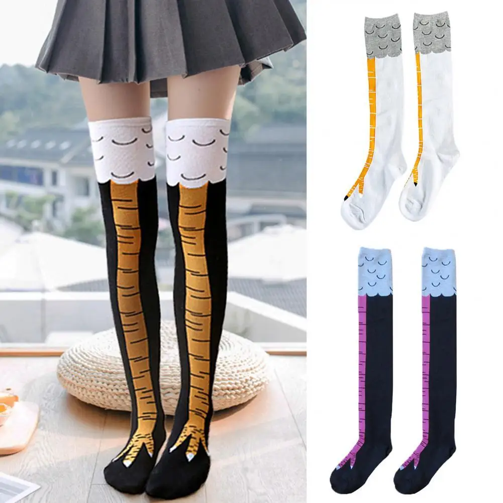 

Fashion Women Socks 3D Cartoon Chicken Toe Feet Tight Knee-length Stockings Socks for Daily Life