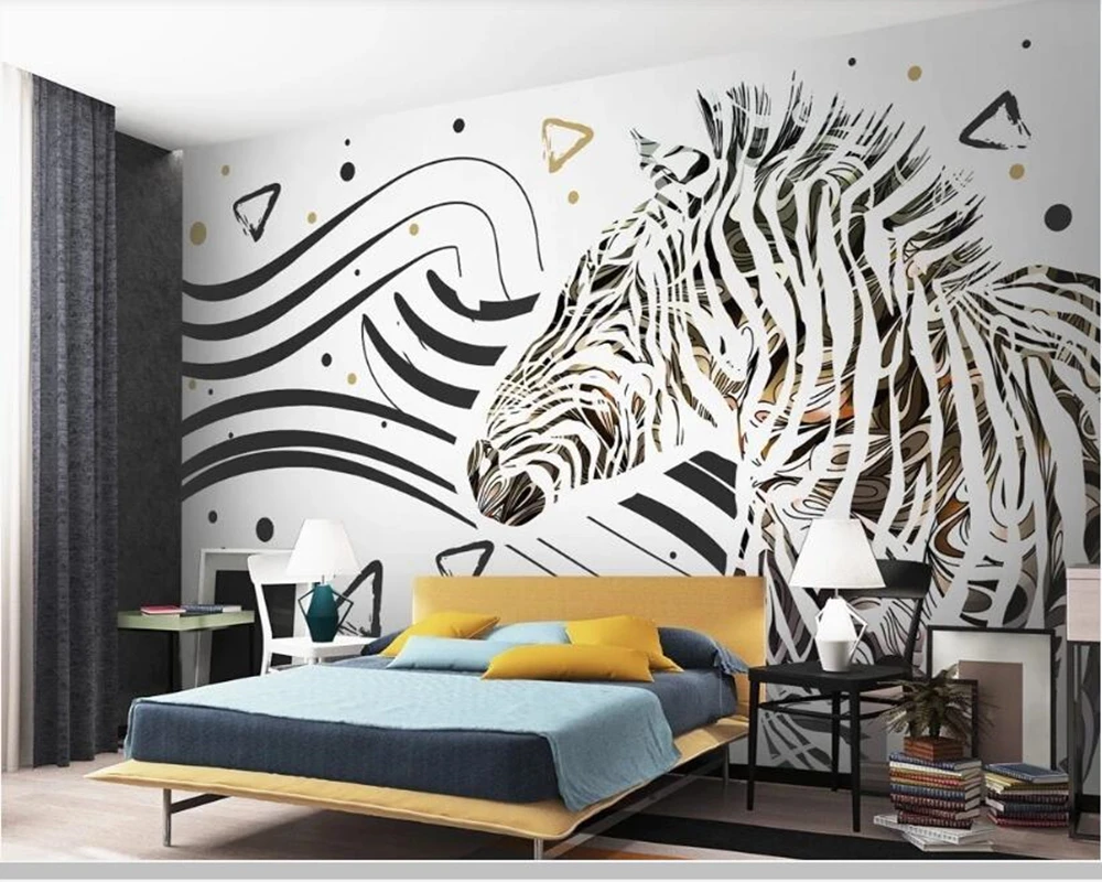 Papel de parede Black and white line zebra modern abstract 3d wallpaper mural living room tv wall bedroom papers home decor |