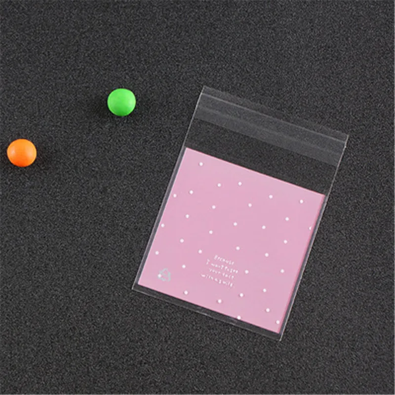 100 шт./лот пластиковый прозрачный целлофановый пакет в горошек для конфет печенья