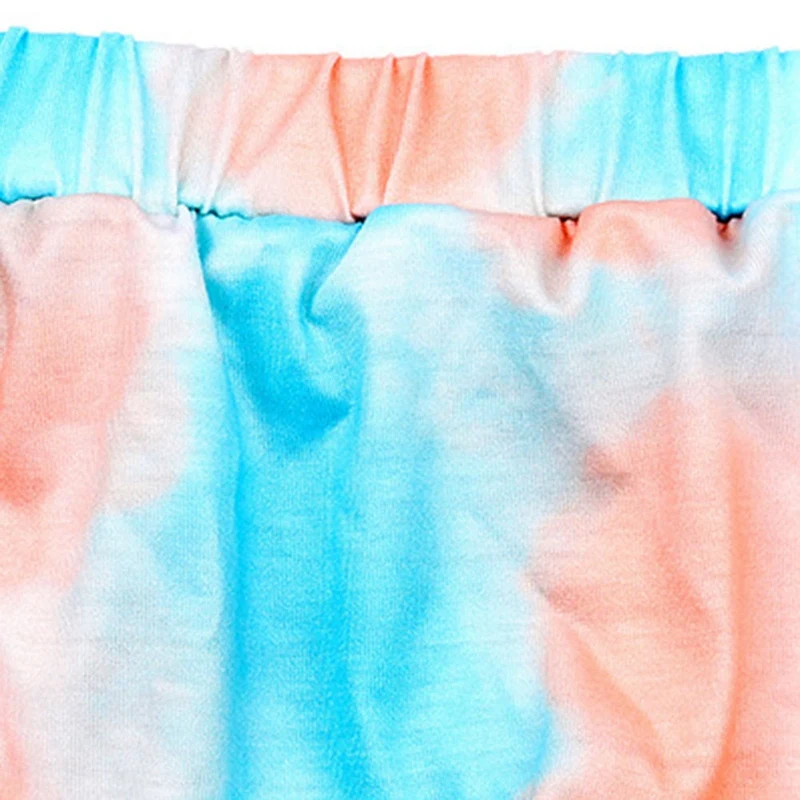 

Women Tie Dye Casual Clothing Sets Sexy Strapless Tube Top + High Waist Shorts Lady Summer Streetwear