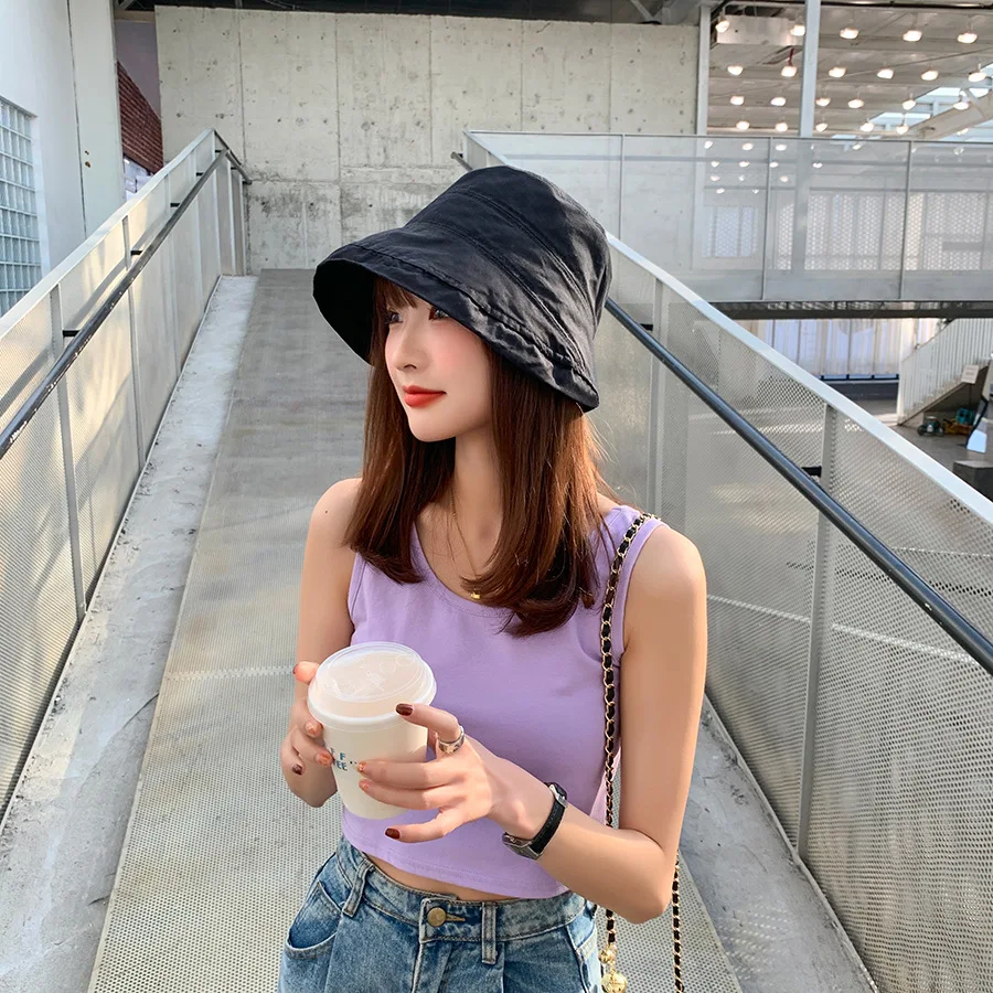 

New Spring and Summer Breathable Cotton Irregular Bucket Hat For Women Girl Fashin Soild Flat Fisherman Basin Cap MAXSITI U