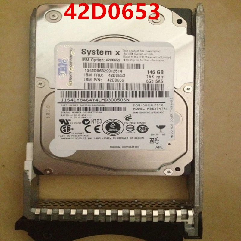 

Оригинальный Новый HDD для IBM 146GB 2,5 "SAS 6 ГБ/сек. 16MB 15000RPM для внутреннего HDD для сервера HDD для 42D0653 42D0652 42D0656