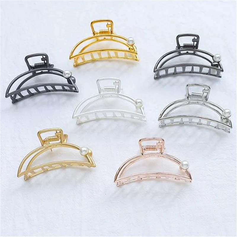 

Заколка-краб для волос женская, с жемчугом, в ретро-стиле, большого размера