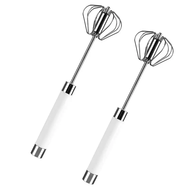 

2pcs Semi-automatic Multipurpose Durable Ergonomic Rustproof Egg Whisks Dough Mixers