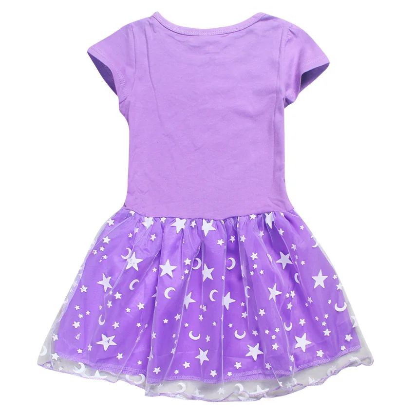 

UNSPEAKABLE E Kids Clothes Knee-Length Dresses Cute Cotton Gauze Full Dress Teenagers Cartoon Baby Girls Party Clothing