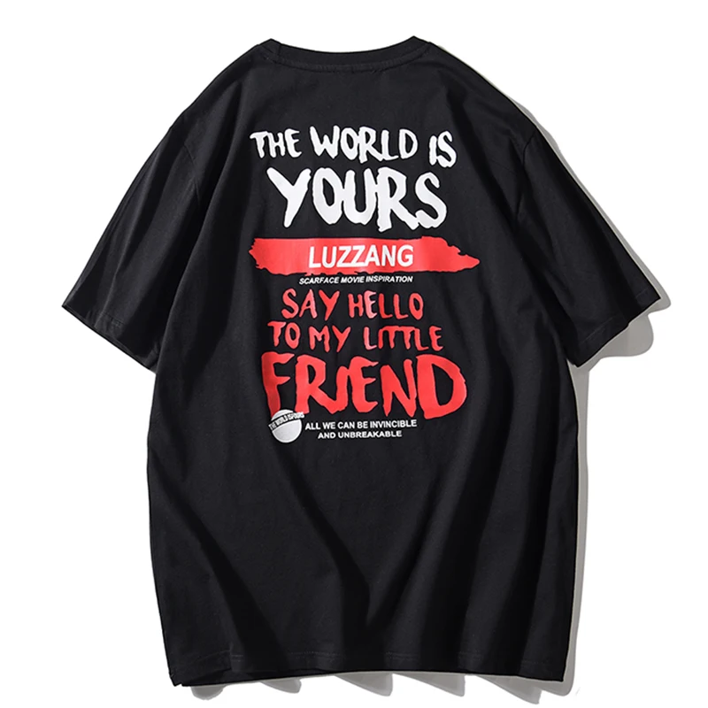 

Men Clothing New Loose All-Match Summer Novelty Shark Print t Shirt Casual Cool Cotton Clothes Neutral Style Harajuku Streetwear