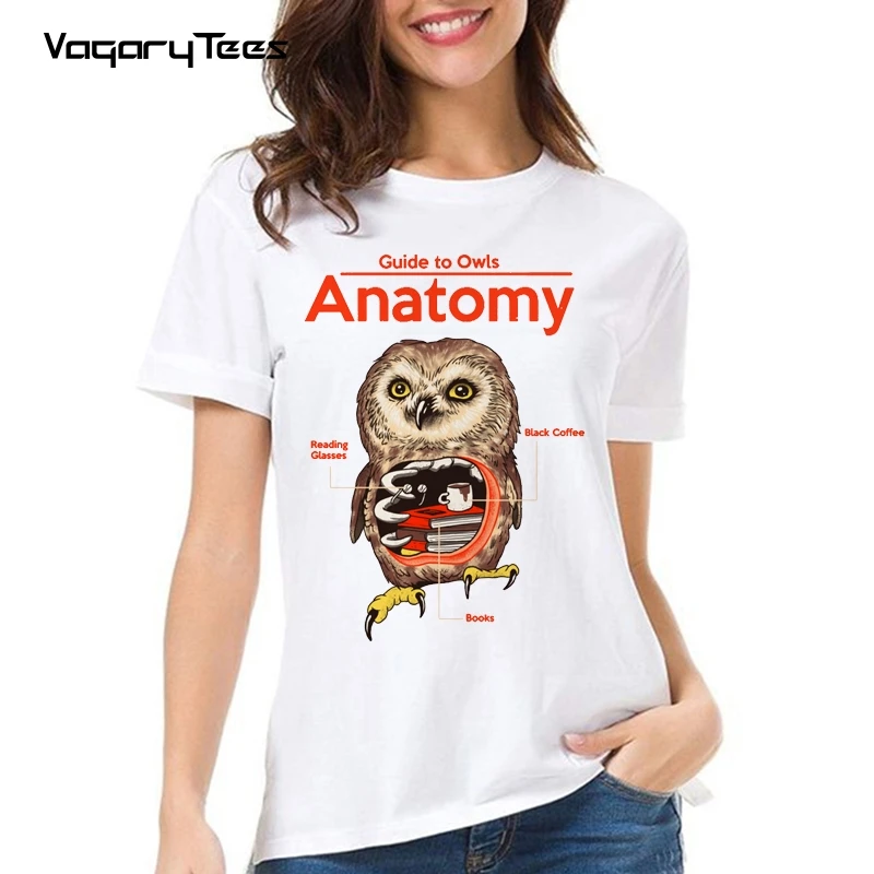 

Women T-shirt high quality O Neck top quality casual Girl short sleeve o-neck Anatomy of Owl printed t shirt For Female