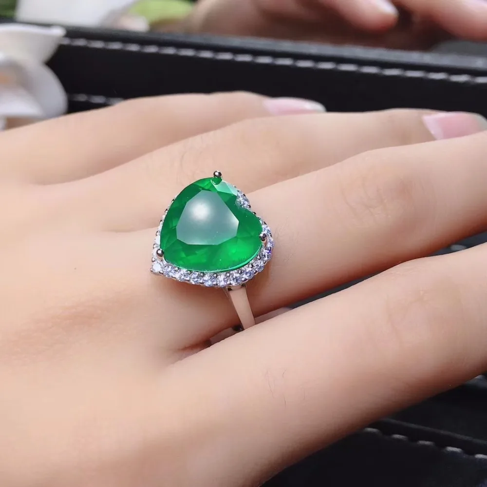 Ring KJJEAXCMY бутиковые украшения из серебра 925 пробы, инкрустированное натуральным изумрудом, женское ожерелье, подвеска, кольцо, серьги, набор, поддержка - Цвет камня: Ring