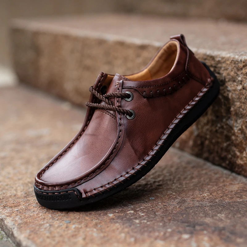 

Genuine Leather Shoes Men Sneakers Cow Leather Mens Casual Shoes Cool Young Man Black White Shoes Male Footwear Big Size 48