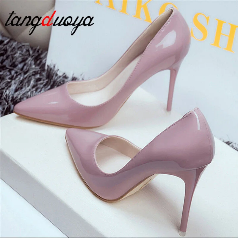 Черные белые розовые туфли на каблуке женские с острым носком высоком