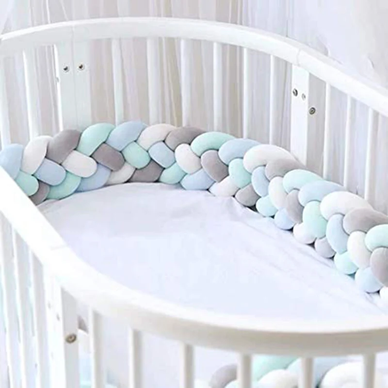 

Newborn Baby Bed Bumper 4 Braids Knot Long Handmade Knotted Weaving Plush Infant Crib Cot Protector Cushion Bumper Room Decor