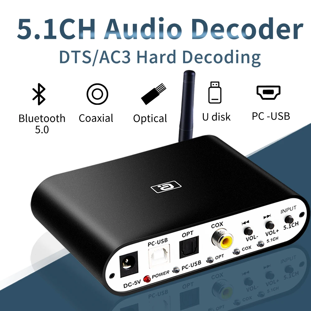 DA615U аудио декодер 5.1CH Bluetooth 5 0 приемник DAC беспроводной адаптер оптический