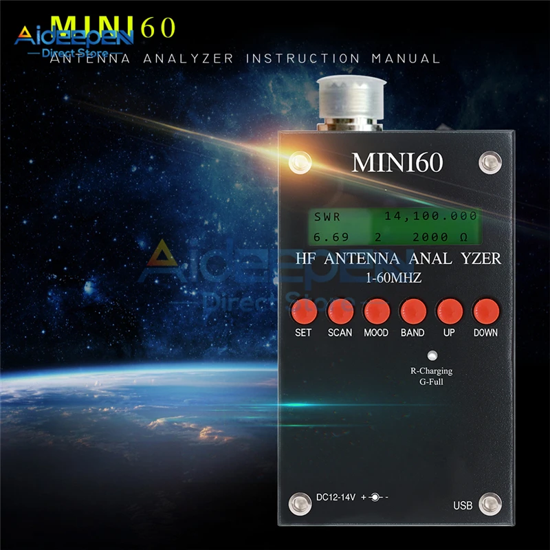 Анализатор антенны Mini60 Sark100 1 60 МГц HF ANT SWR измеритель тестер с Android APP PC для