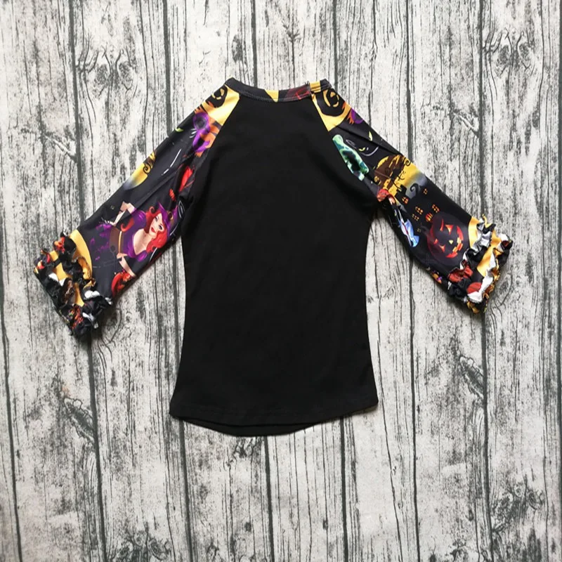 Дети Хэллоуин рубашка девушка мультфильм Тыква череп печати топы с длинными