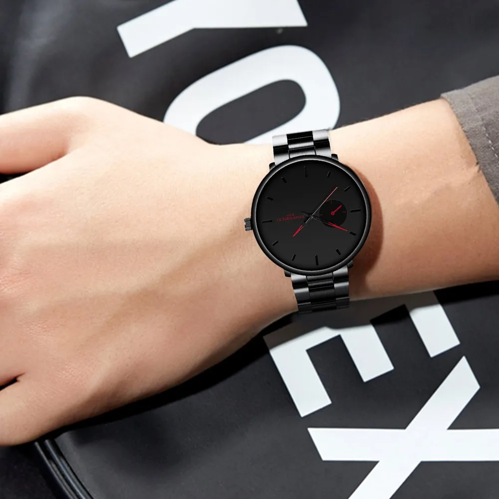 

Minimalism Men Business Fashion Simple Watches Ultra-thin Men's Steel Belt Sport Quartz Wrist Watch F5