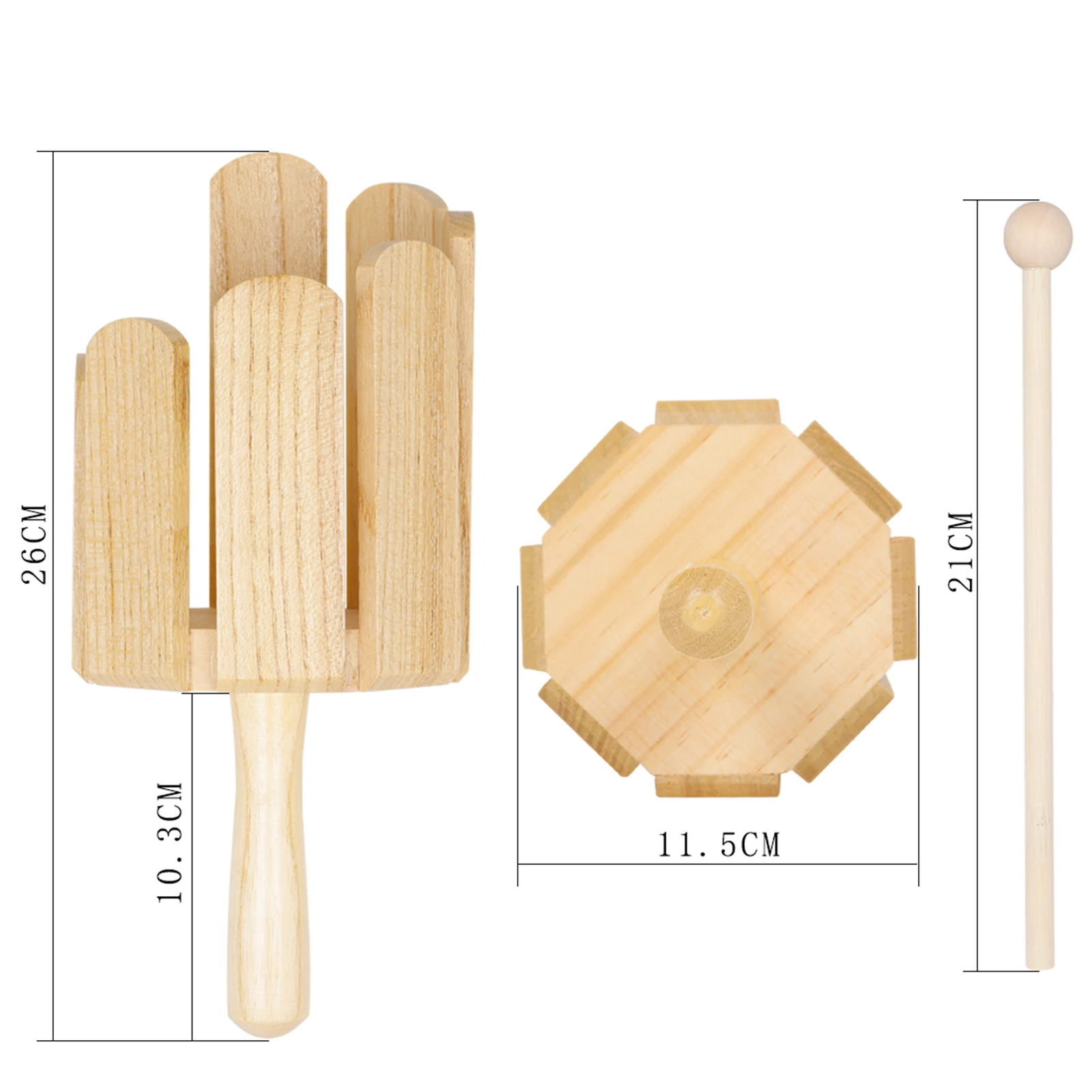 

8-Tone Wooden Sound Maker Musical Instrument with Stick for Toddler Children Early Musial Education Music Toy