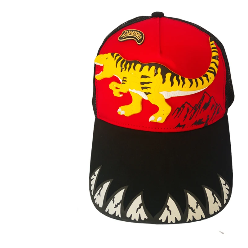 

Kids Boy Hat T-rex Red Baseball Cap Children Summer Hats Cotton Mesh Breathable Anti-UV Sunscreen Outdoor Run Travel Hats