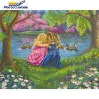 photocustom painting by number cute child kits for adults handpainted on canvas diy coloring by number figure home decor