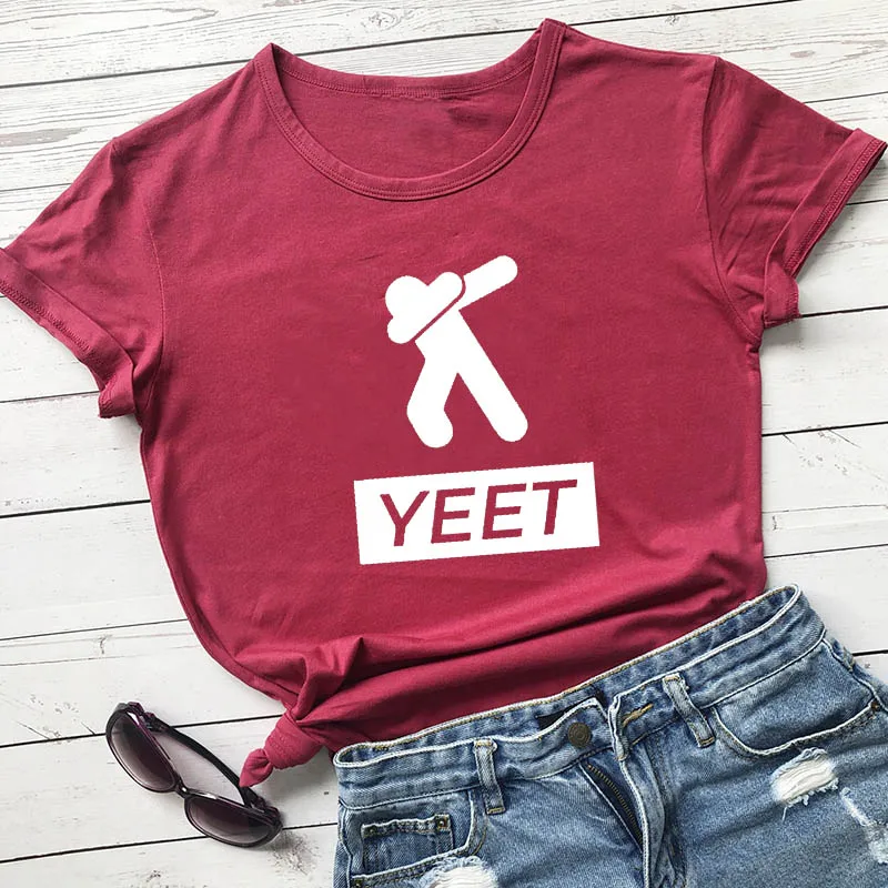 Смешные Женские рубашки Yeet уличная одежда хипстерская футболка в стиле