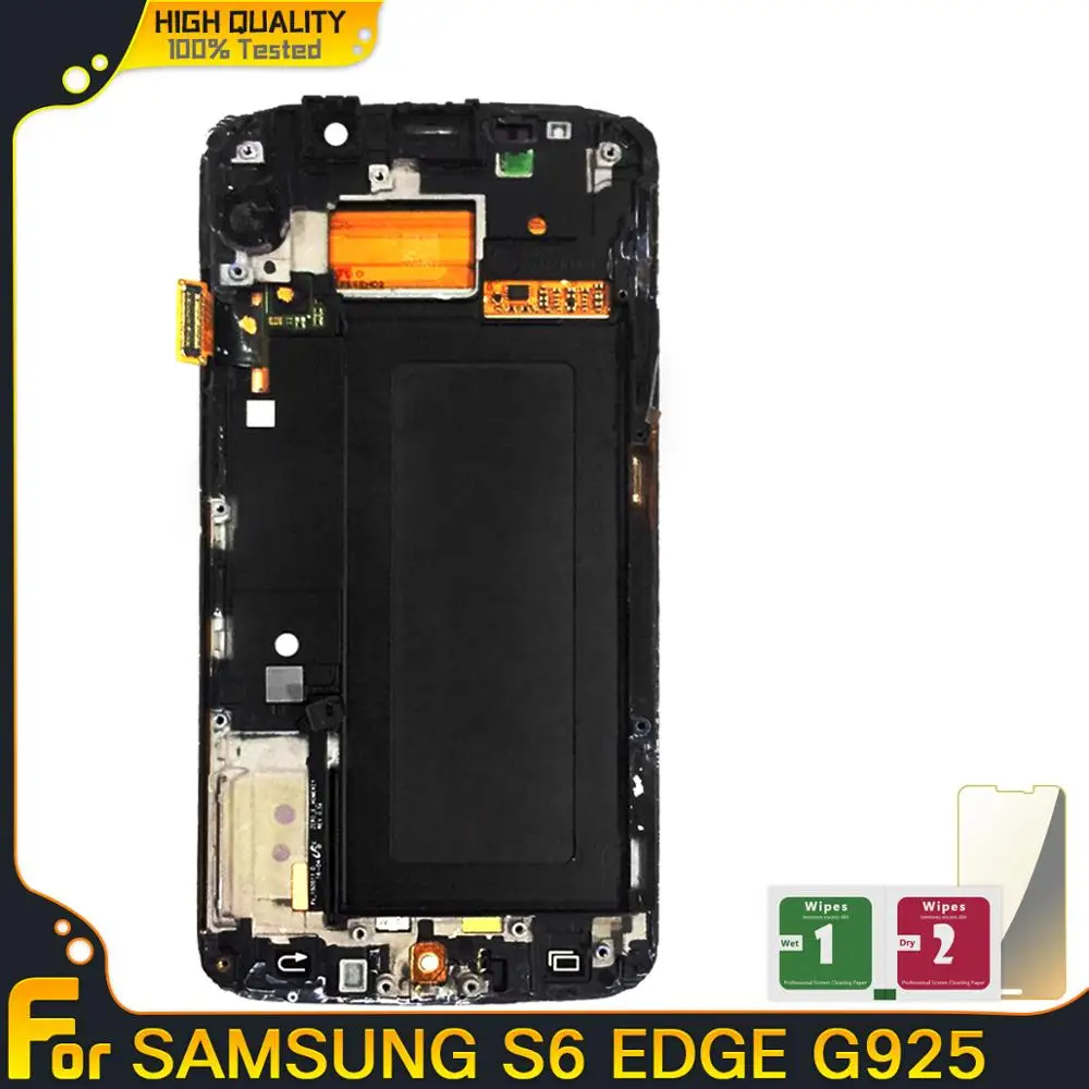 Новые запасные части LCDs с рамкой для Samsung Galaxy S6 Edge G925F G925A G925P ЖК-дисплей сенсорный