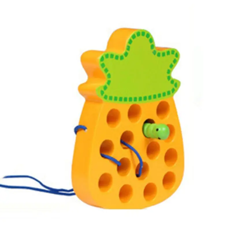 

Wooden Lacing Toy Threading Fruit Block Puzzles Baby Children Educational Toys