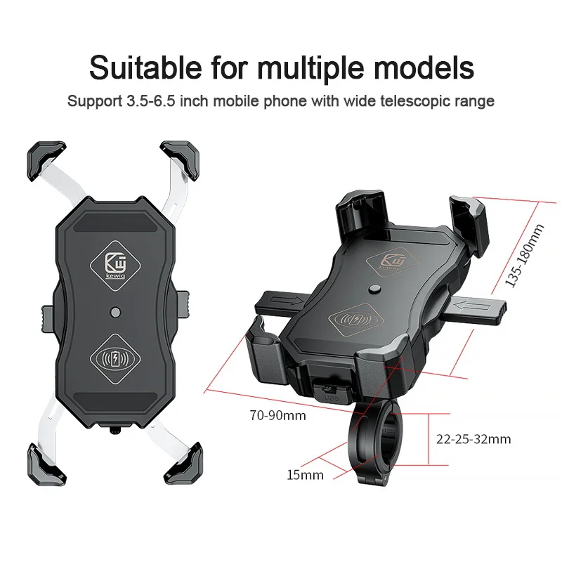 

Motorcycle Phone Holder 15W Wireless Charger QC3.0 +USB Charing 2 in 1 Multifunction Motorcycle Handlebar Phone Stand Holder