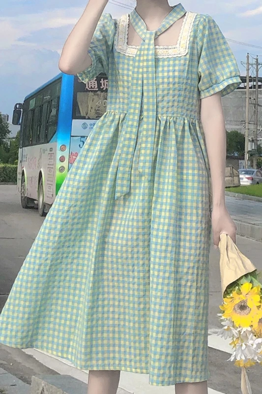 

Japanese Sweet Lace Embroidered Square Collar Short-Sleeved High-Waist fairy dress tea party lolita dress sweet lolita doll