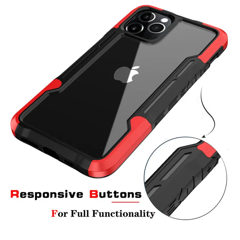 Shockproof Phone Case For iPhone 12 11 13 Pro Max X XR Transparent Case For iPhone 7 8 Plus 11 12 13 Hard PC Soft TPU Full Cover