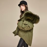 new fashion european and american womens enlarged raccoon fur collar womens down jacket womens long warm coat overcoat women