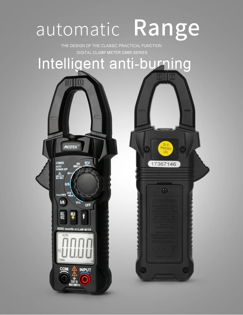 MESTEK True RMS мини цифровой клещи CM80/81/82 AC/DC Ток Напряжение Ом Авто Диапазон VFC емкость Бесконтактный мультиметр