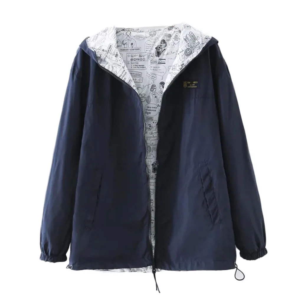 Свободная Двусторонняя верхняя одежда с карманами на молнии и капюшоном