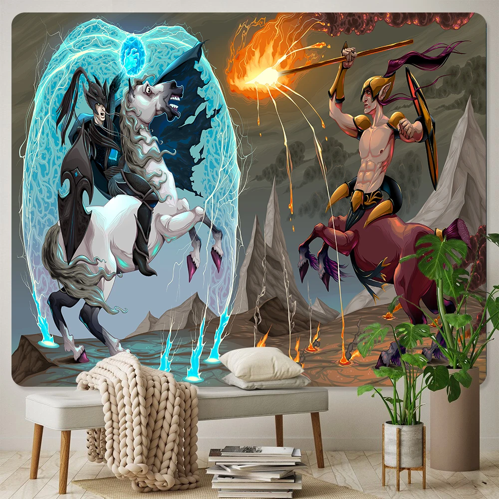 

Dragon battlefield psychedelic scene home art tapestry bohemian decorative tapestry hippie yoga mat sheets