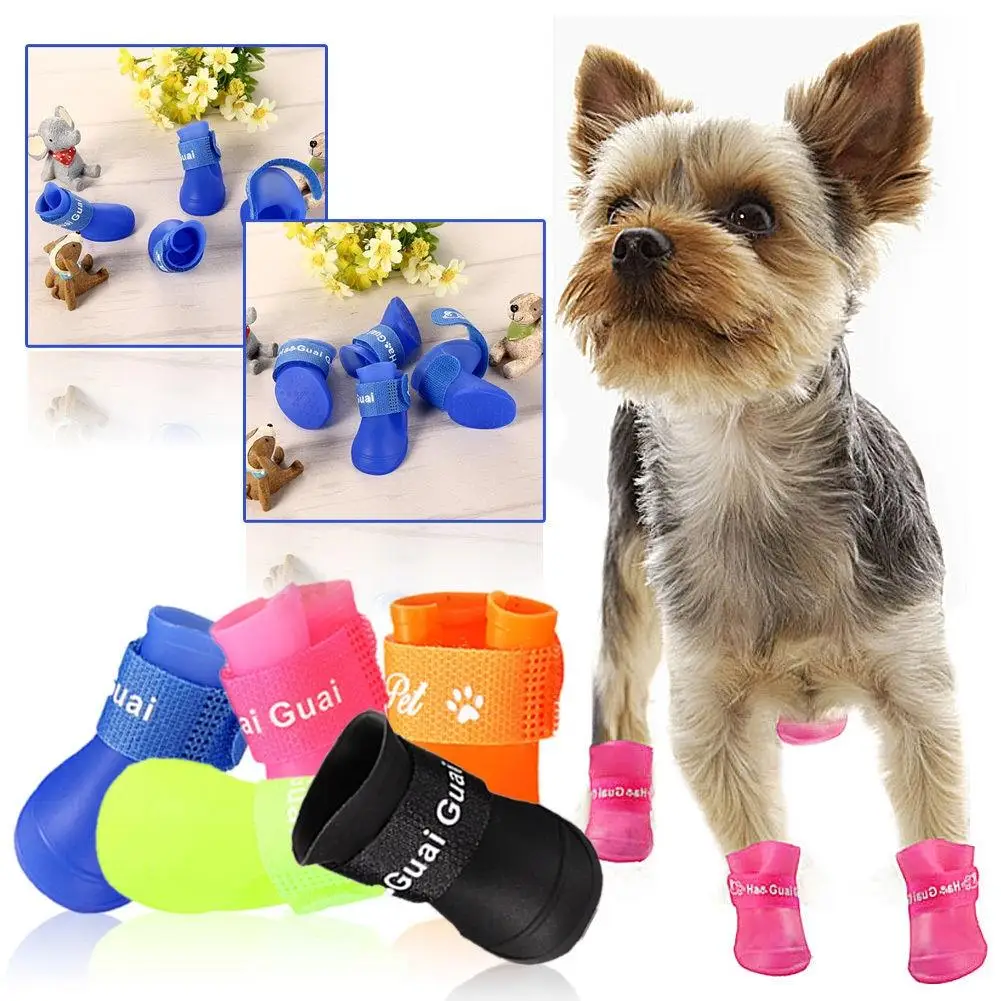 

4Pcs Boots Shoes Pet Anti-Slip Puppy Waterproof Boots Protective Rain Cat Dog