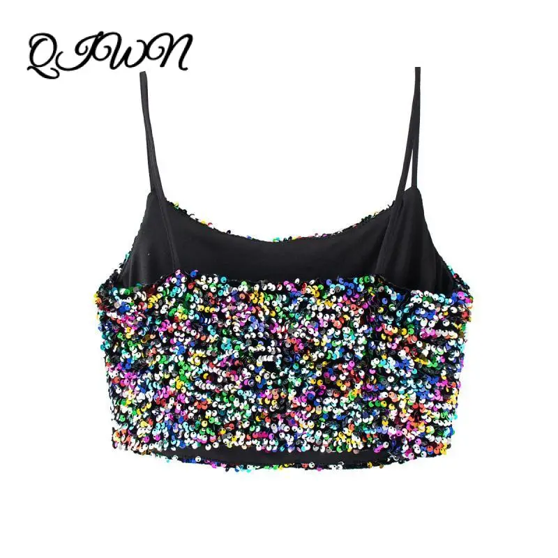 Бренд 2020 летний женский костюм с блестками и бисером короткий слинг + мини юбка