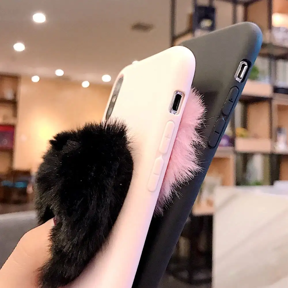 L-FADNUT для iPhone X Xr Xs Max 8 7 6S 6 Plus чехол Роскошный милый Силиконовый противоударный мягкий ТПУ плюшевый мех чехол для iPhone 5 5S se