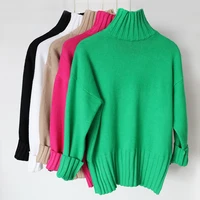 2021 autumn winter green turtleneck pullover sweater women high quality plus size knitted sweaters jumpers soft white sweater