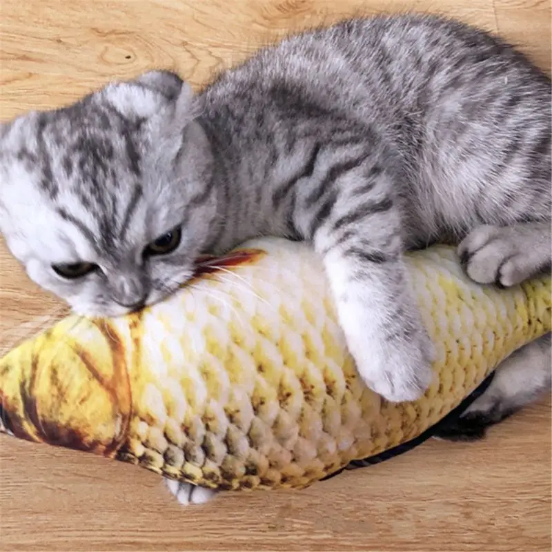 1 шт. творческая кошка котенок жевательные игрушки кошки Котенок Мягкая Игрушка Рыба интерактивные