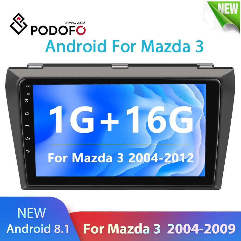 Podofo для Mazda 3 2004 2009 maxx axela android 8 1 автомобильный DVD GPS Радио стерео WIFI бесплатная