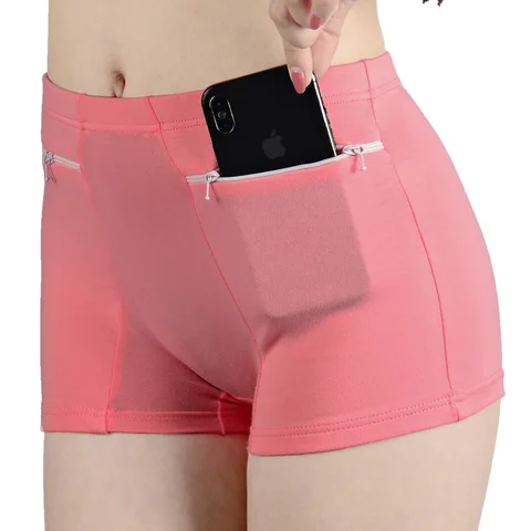 Plus Size Women Safety Short Pants Soft Boyshort Under Skirt Shorts With Zipper Pockets Breathable Theft-proof Female Underwear
