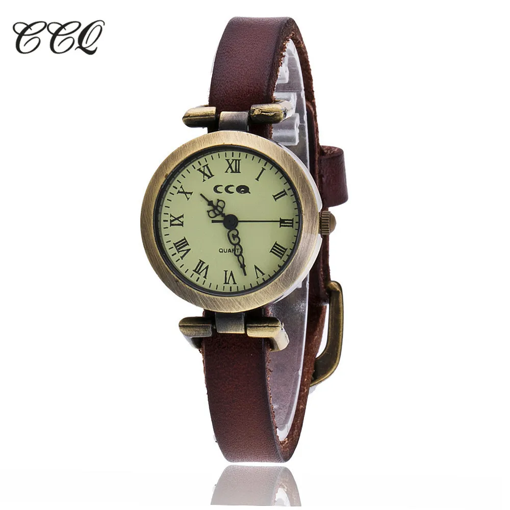 CCQ Brand New Fashion Roman Vintage Cow Leather Bracelet Watch Casual Ladies Wristwatch Quartz Women Watches Relogio Feminino *A | Наручные